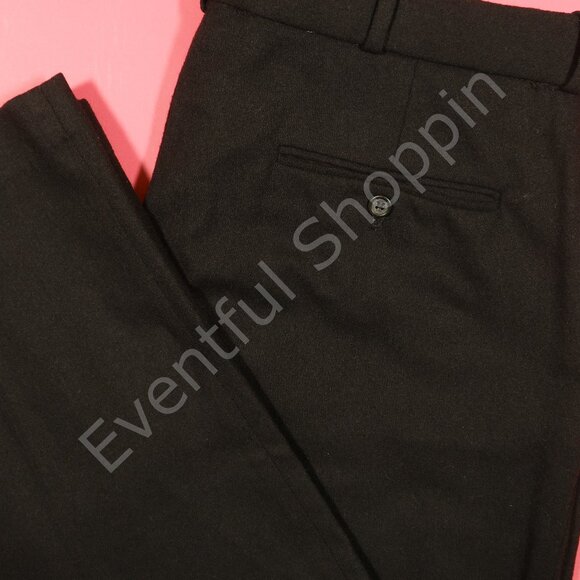 Vintage 1990s Polo Ralph Lauren Flannel Wool Trousers Pants in Black Size 36